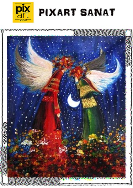 Gece Vakti Melekler Pixart Sanat Elmas Mozaik Tablo Diamond Türkiye 47*57 fırsatları