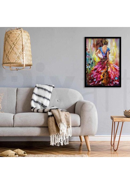 Arkası Dönük Renkli Kadın Pixart Sanat Elmas Mozaik Tablo Diamond Türkiye 38*53 modelleri