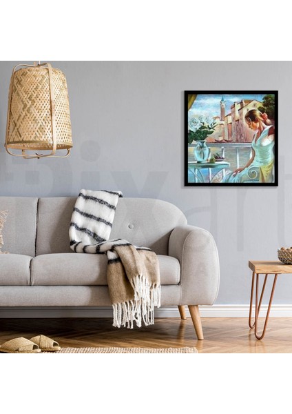 Masadaki Kadın Pixart Sanat Elmas Mozaik Tablo Diamond Türkiye 51 x 51 cm fiyatları