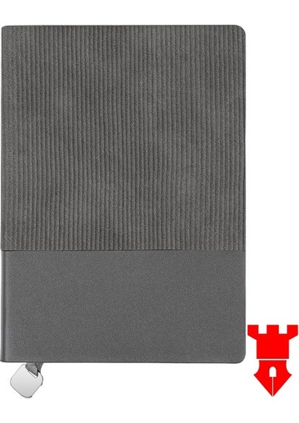 Tarihsiz Çizgili Defter Tokalı 15,5X21,5 Ebat Kadife Doku Not Defteri Kenarı Boyalı Kılıflı Defter