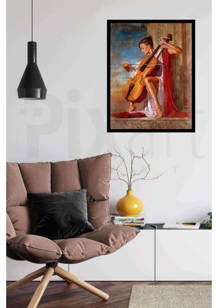Çello ve Kadın Pixart Sanat Elmas Mozaik Tablo Diamond Türkiye 51 x 66 cm fiyatları