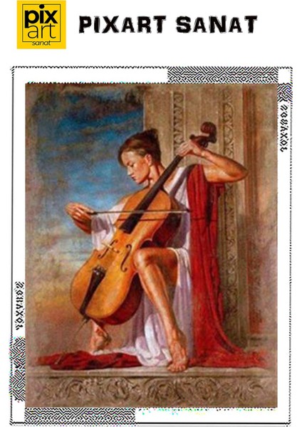 Çello ve Kadın Pixart Sanat Elmas Mozaik Tablo Diamond Türkiye 51 x 66 cm fırsatları
