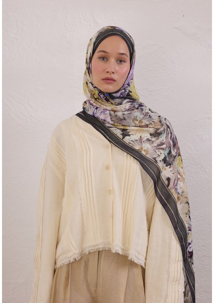 Jasmıne Joy Desen Rami Şal Antrasit modelleri