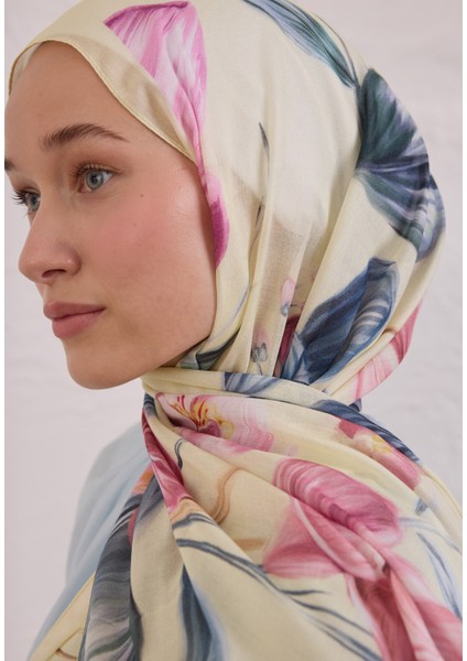 Elegant Flower Desen Rami Şal Soft Sarı fırsatları