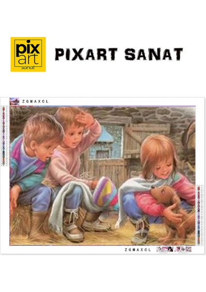 Köpek Sahiplenen Çocuklar Pixart Sanat Elmas Mozaik Tablo Diamond Türkiye 71*53 fırsatları