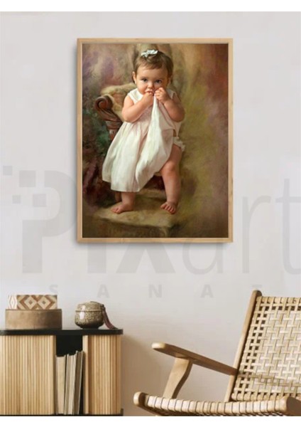 Beyaz Elbiseli Bebek 40 x 60 Elmas Mozaik Tablo modelleri