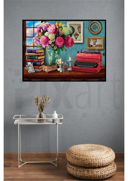 Kırmızı Daktilo Pixart Sanat Elmas Mozaik Tablo Diamond Türkiye 68*53 fiyatları