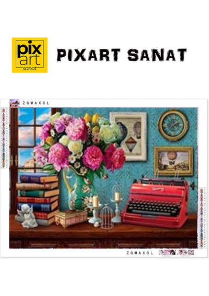 Kırmızı Daktilo Pixart Sanat Elmas Mozaik Tablo Diamond Türkiye 68*53 fırsatları