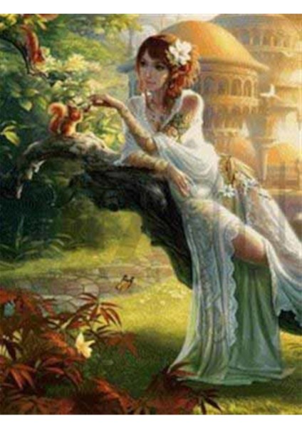 Sincaplarla Ilgilenen Kadın Pixart Sanat Elmas Mozaik Tablo Diamond Türkiye 45*58