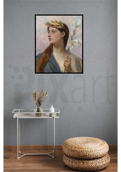 Zambak Tutan Guzel Kadin 41 x 46 Elmas Mozaik Tablo