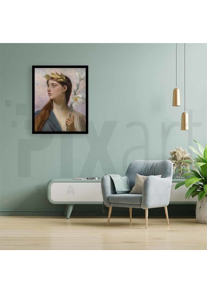 Zambak Tutan Guzel Kadin 41 x 46 Elmas Mozaik Tablo
