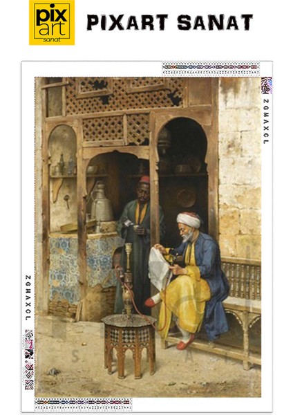 Arthur Von Ferraris Kahvehane Kahire 40 x 60 Elmas Mozaik Tablo