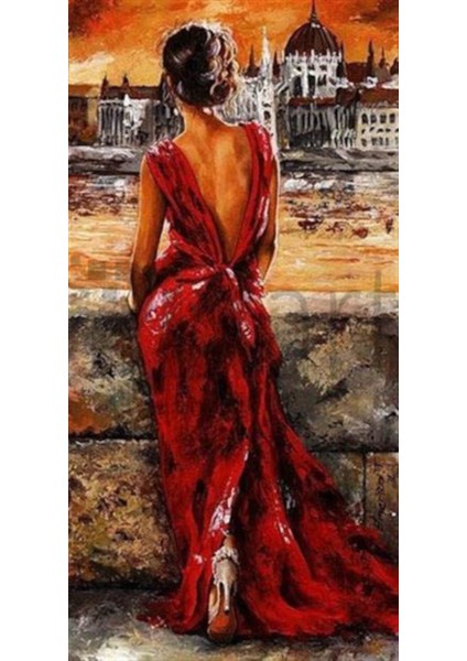 Kıyıda Kırmızılı Kız 33 x 66 cm