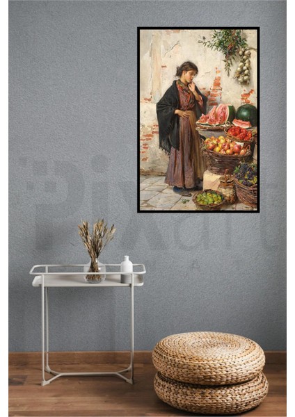 Ludwig Passini Guzel Meyve Saticisi 40 x 60 Elmas Mozaik Tablo modelleri