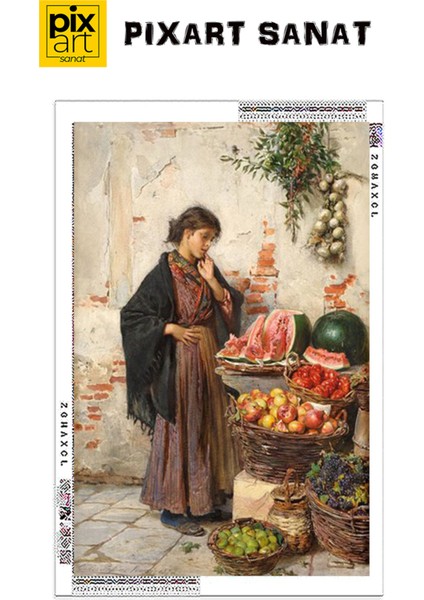 Ludwig Passini Guzel Meyve Saticisi 40 x 60 Elmas Mozaik Tablo fırsatları
