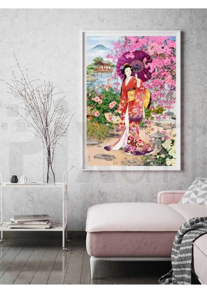 Semsiyeli Japon Kiz 40 x 60 Elmas Mozaik Tablo fiyatları