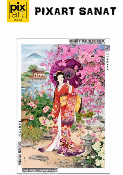 Semsiyeli Japon Kiz 40 x 60 Elmas Mozaik Tablo fırsatları