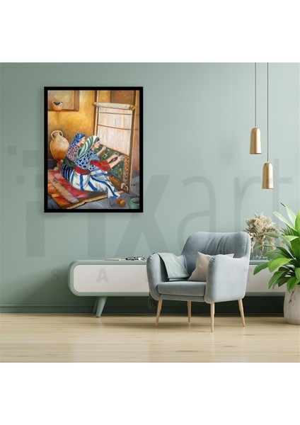 Hali Dokuyan Kadinlar 41 x 46 Elmas Mozaik Tablo modelleri