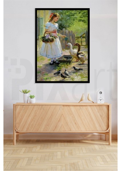 Bahçede Ördek Besleyen Kız Pixart Sanat Elmas Mozaik Tablo Diamond Türkiye 43*60 fiyatları