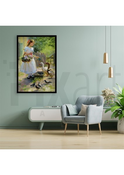 Bahçede Ördek Besleyen Kız Pixart Sanat Elmas Mozaik Tablo Diamond Türkiye 43*60 modelleri