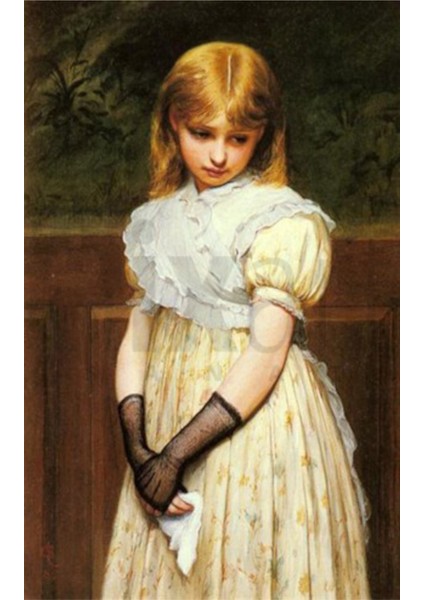 Beyaz Elbiseli Uzgun Kiz 38 x 69 Elmas Mozaik Tablo