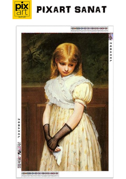 Beyaz Elbiseli Uzgun Kiz 38 x 69 Elmas Mozaik Tablo fırsatları