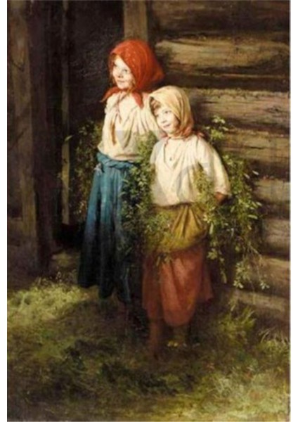 Koylu Iki Kiz Kardes 40 x 60 Elmas Mozaik Tablo