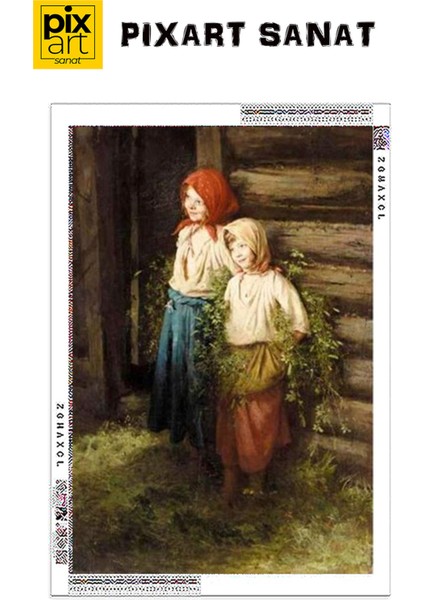 Koylu Iki Kiz Kardes 40 x 60 Elmas Mozaik Tablo