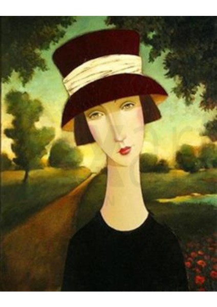 Derin Bakışlı Kadın Pixart Sanat Elmas Mozaik Tablo Diamond Türkiye 45*55