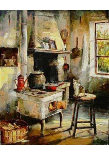 Vintage Mutfak Pixart Sanat Elmas Mozaik Tablo Diamond Türkiye 48*58