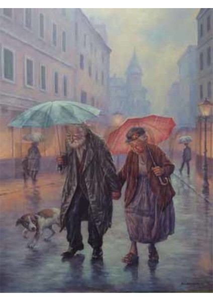 Yagmurda Yasli Çift 41 x 46 Elmas Mozaik Tablo