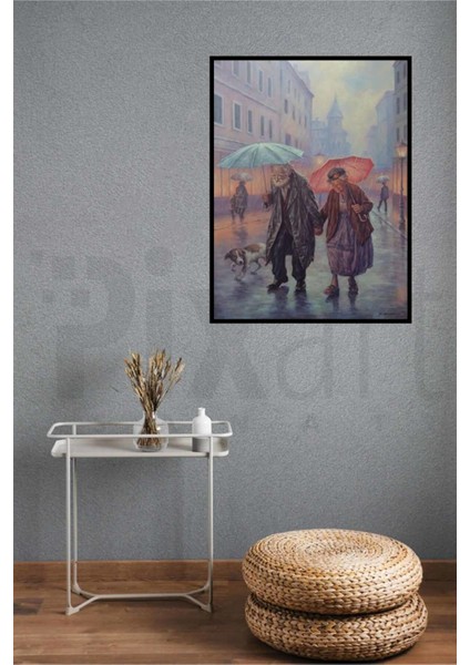 Yagmurda Yasli Çift 41 x 46 Elmas Mozaik Tablo modelleri