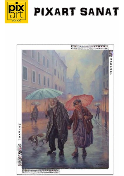 Yagmurda Yasli Çift 41 x 46 Elmas Mozaik Tablo fırsatları