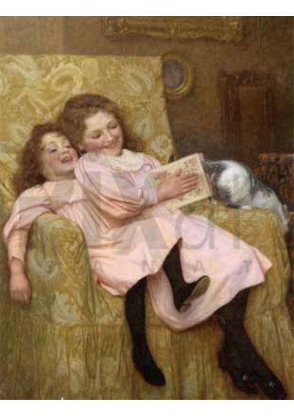 Pembe Elbiseli Kiz Kardesler 41 x 60 Elmas Mozaik Tablo