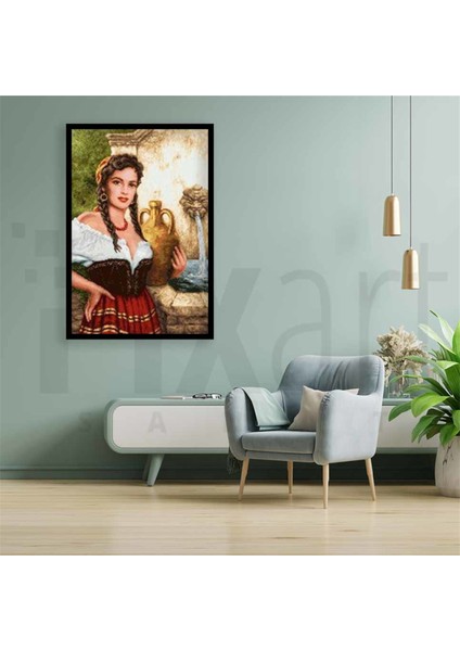 Testi Tutan Kadın ve Çeşme Pixart Sanat Elmas Mozaik Tablo Diamond Türkiye 48*68 fiyatları
