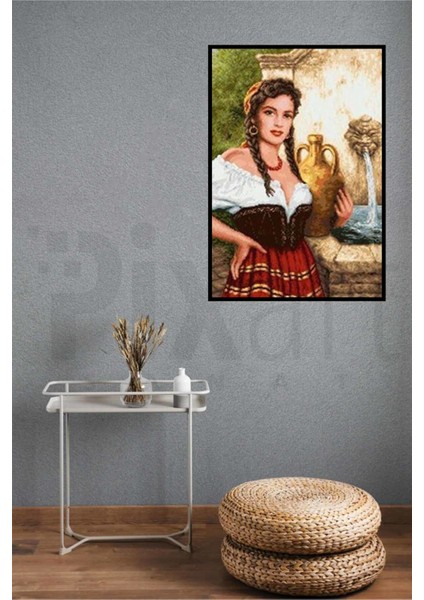 Testi Tutan Kadın ve Çeşme Pixart Sanat Elmas Mozaik Tablo Diamond Türkiye 48*68 modelleri