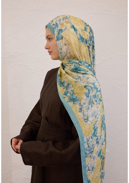 Summer Bloom Desen Rami Şal Soft Mavi modelleri