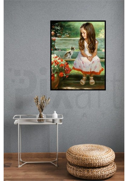 Minik Kedi ve Kız Pixart Sanat Elmas Mozaik Tablo Diamond Türkiye 43*53 modelleri