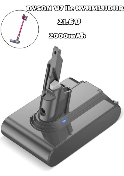 Dyson V7 Sv11 Uyumlu 2000mah Li-Ion 21.6v Şarjlı Süpürge Pili Yüksek Performans Batarya