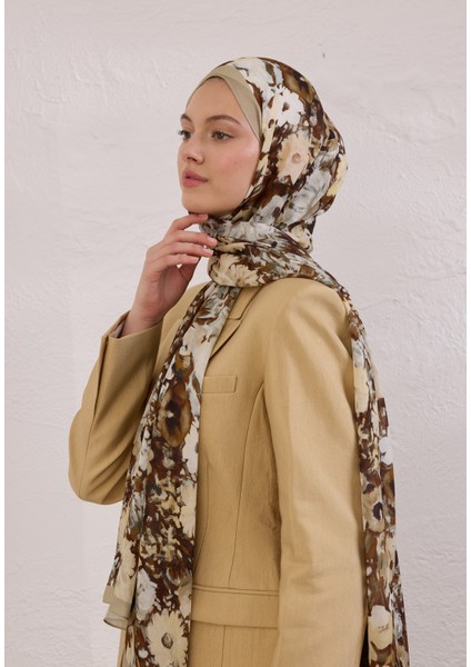 Beauty Blossom Desen Rami Şal Vizon fırsatları
