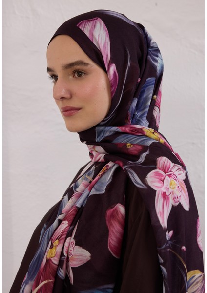 Elegant Flower Desen Rami Şal Mürdüm modelleri