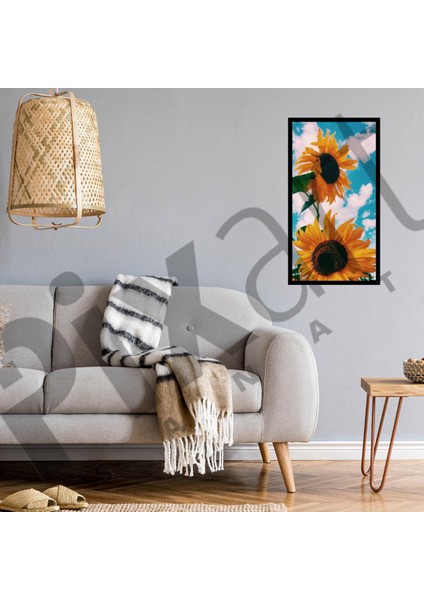 Bulutlar Ve Aycicegi 46 x 76 Elmas Mozaik Tablo modelleri