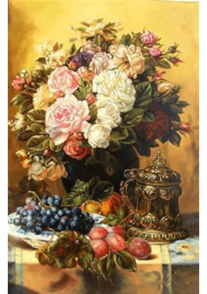 Masanın Güzeli Güller Pixart Sanat Elmas Mozaik Tablo Diamond Türkiye 55*83