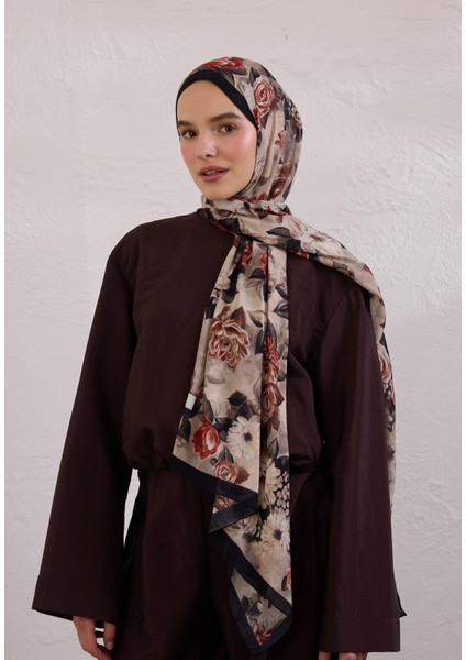 Magnolıa Desen Rami Şal Siyah