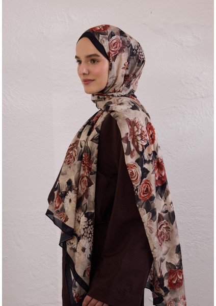 Magnolıa Desen Rami Şal Siyah modelleri