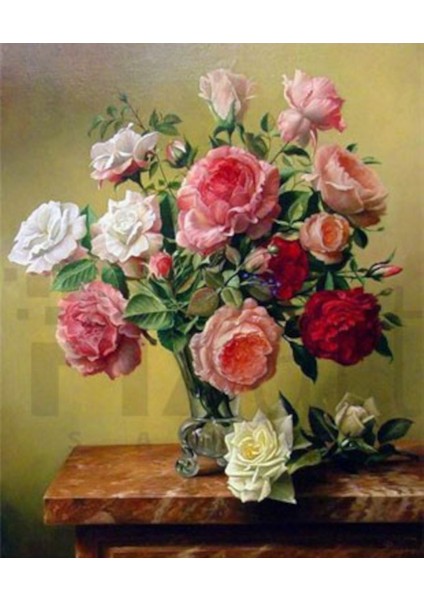 Vazodaki Guller 51 x 71 Elmas Mozaik Tablo