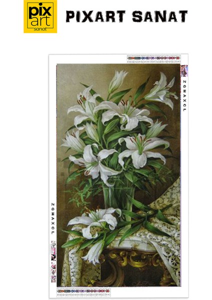 Vazoda Lilyum Cicegi 36 x 71 Elmas Mozaik Tablo fırsatları