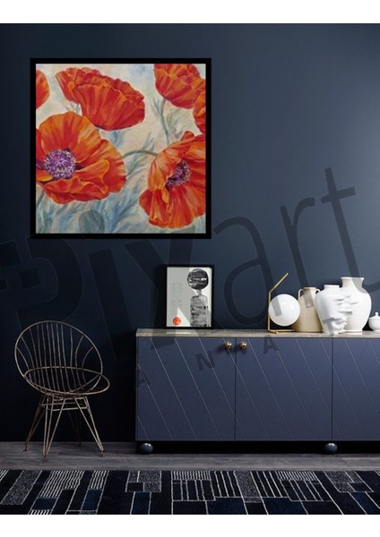 Kırmızı Gelincik Çizimi Pixart Sanat Elmas Mozaik Tablo Diamond Türkiye 50*53 fiyatları