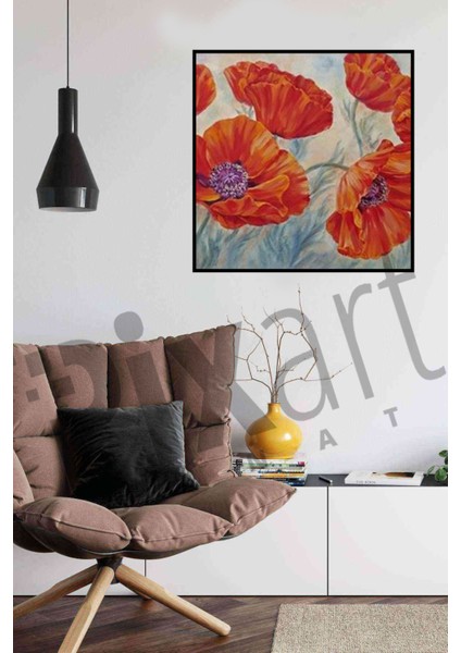 Kırmızı Gelincik Çizimi Pixart Sanat Elmas Mozaik Tablo Diamond Türkiye 50*53 modelleri