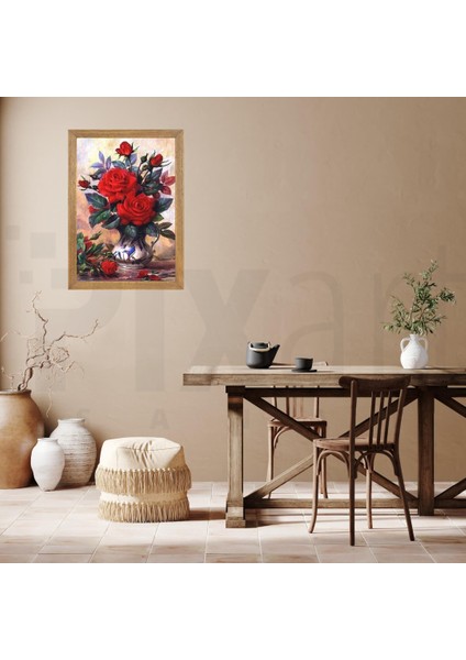 Vazodaki Kırmızı Güller Pixart Sanat Elmas Mozaik Tablo Diamond Türkiye 38*53 fiyatları